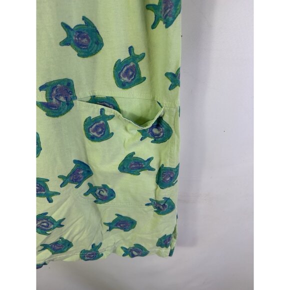 VTG 90s Fresh Produce Cotton Rainbow Fish Print Sun Dress Whimsy - Picture 3 of 9